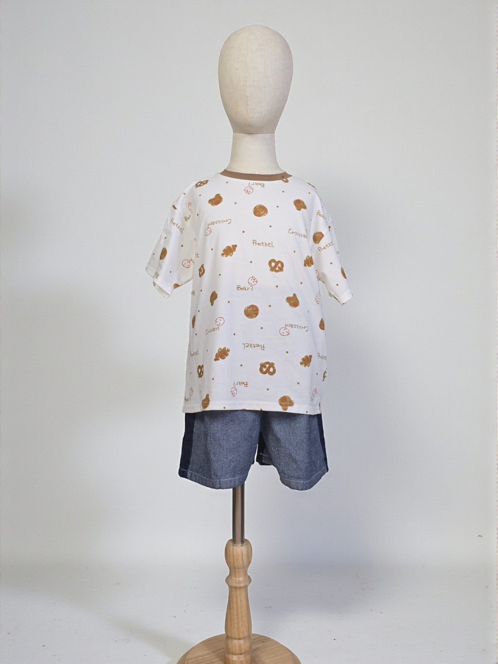 Playful Pretzel & Croissant Print Tee