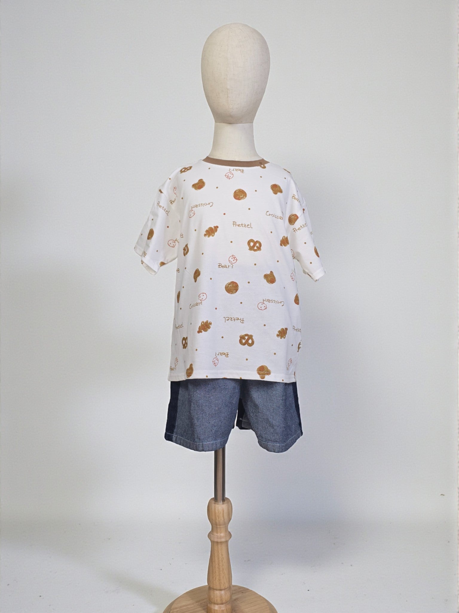 Playful Pretzel & Croissant Print Tee