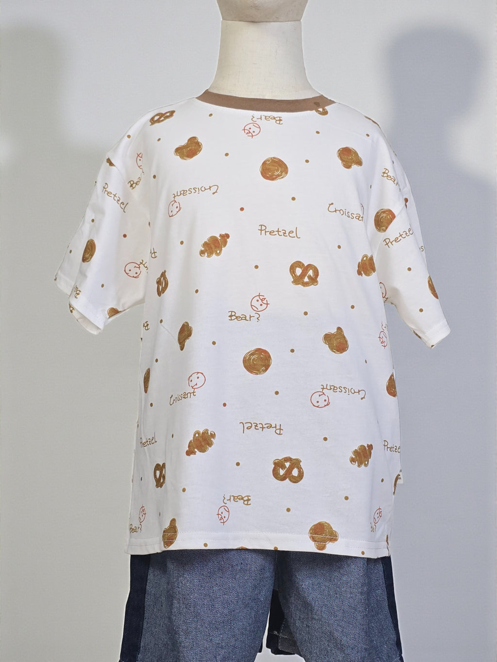Playful Pretzel & Croissant Print Tee