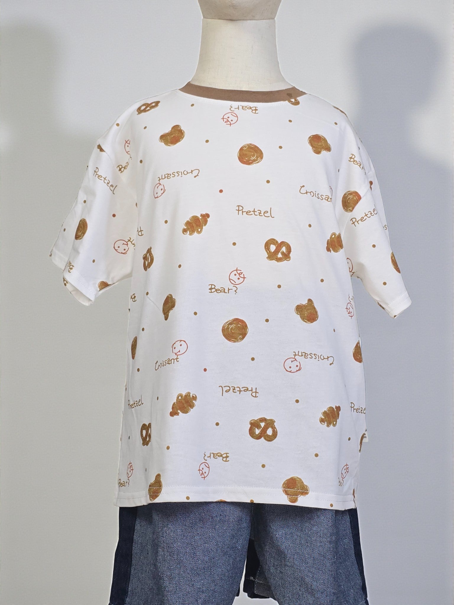 Playful Pretzel & Croissant Print Tee