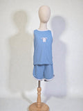 Blue Ribbed Sleeveless Top & Shorts Set