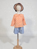Polka Dot Button-Up Blouse with Frill Collar