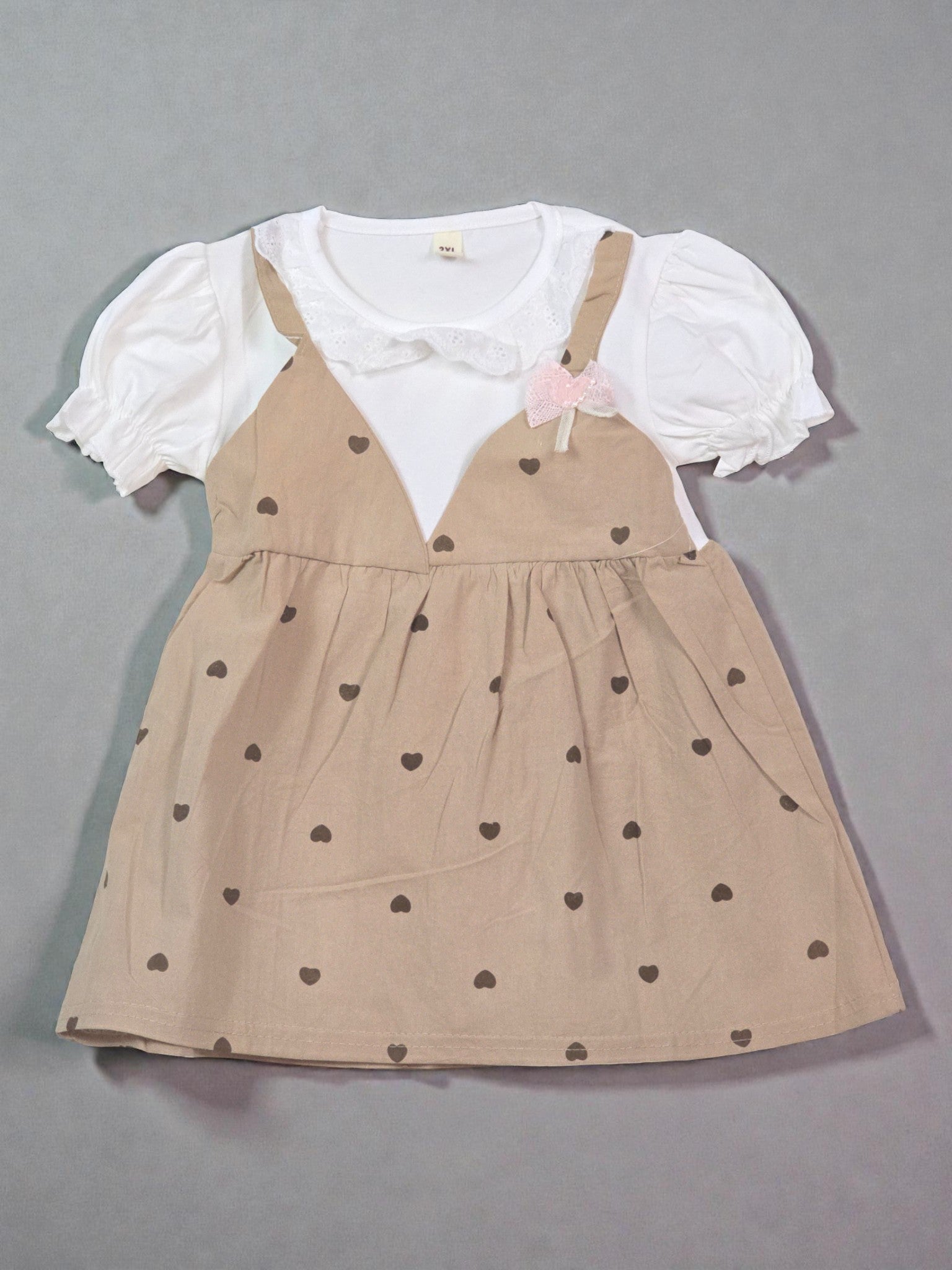 beige 2 kids girls dress flowerse cute summer party