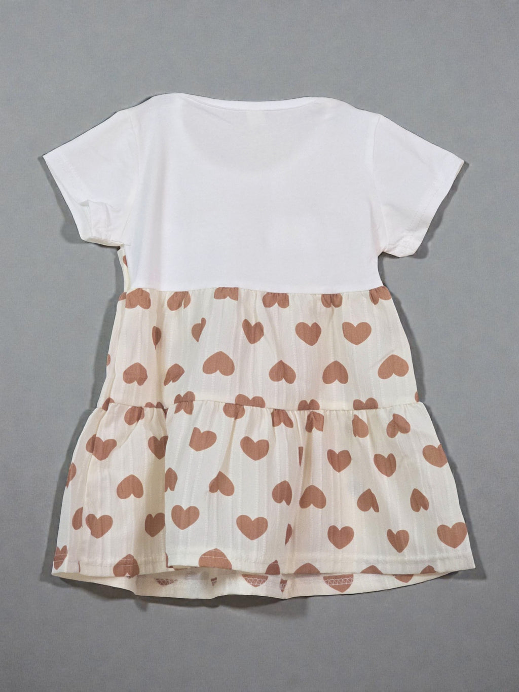 beige 3 kids girls dress flowerse cute summer party love hearts one piece