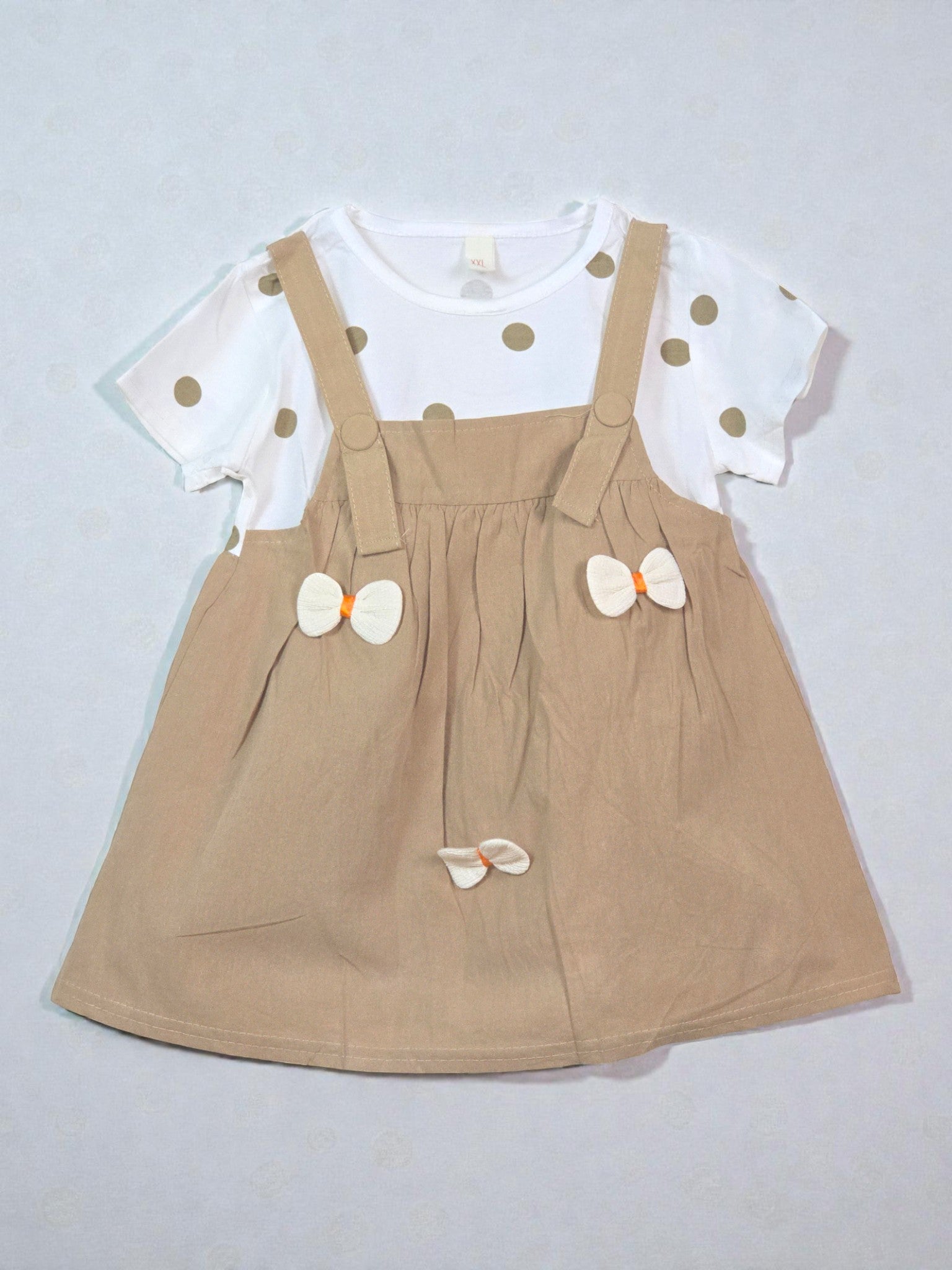 beige 4 kids girls dress flowerse cute summer party love hearts one piece bow tie