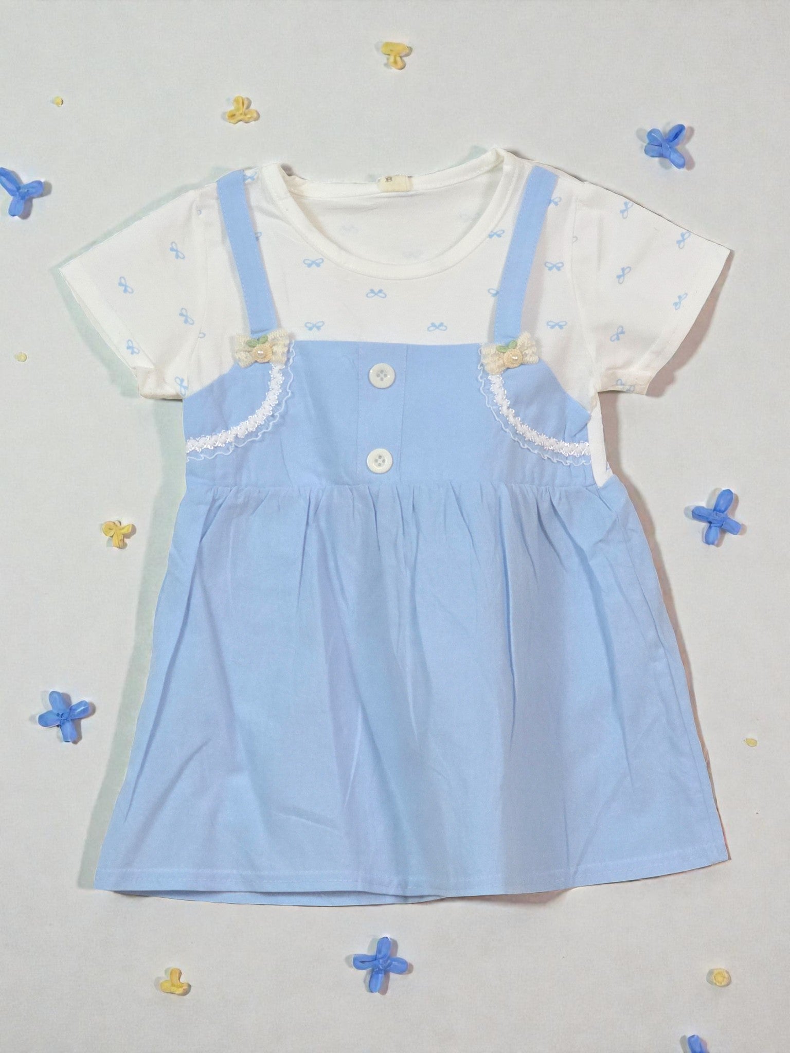 Light blue dress with white top on a light gray background Sky Blue