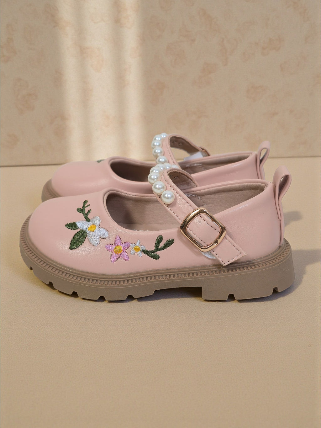 Girls Floral Pearl Mary Jane Shoes