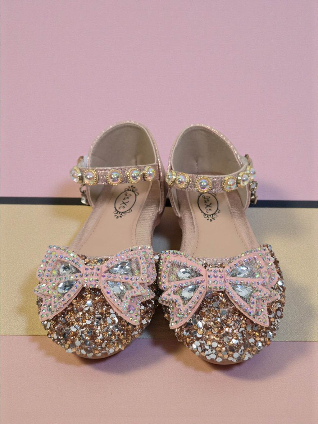 Girls Glitter Bow Party Shoes
