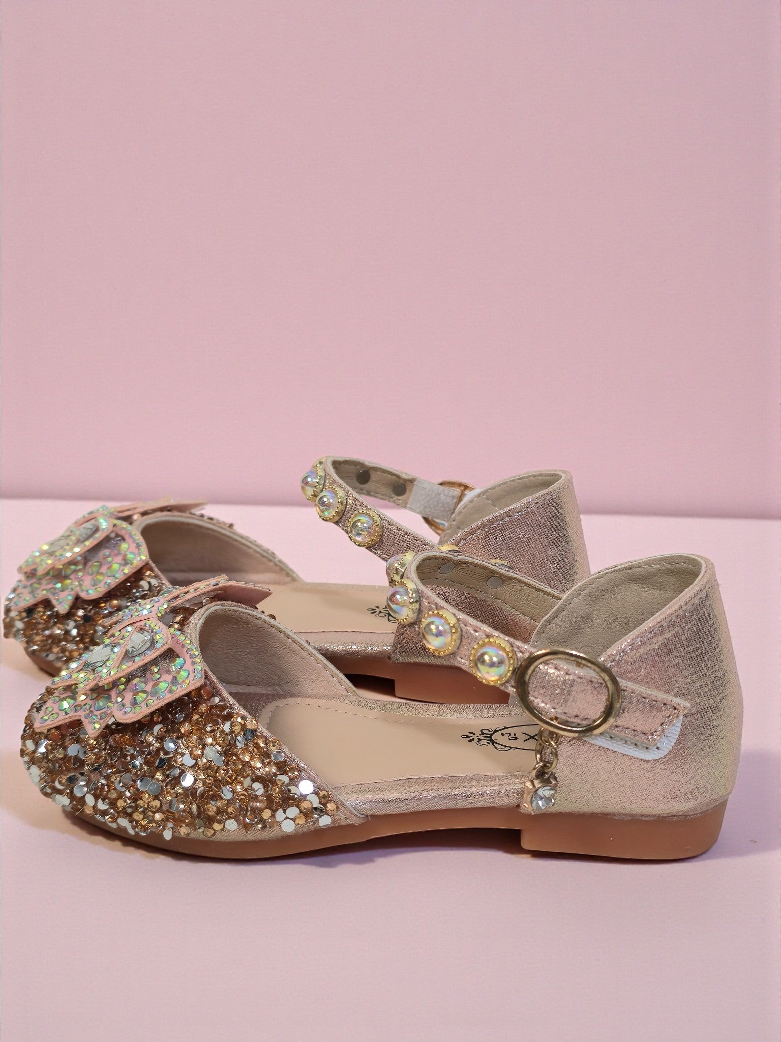 Girls Glitter Bow Party Shoes
