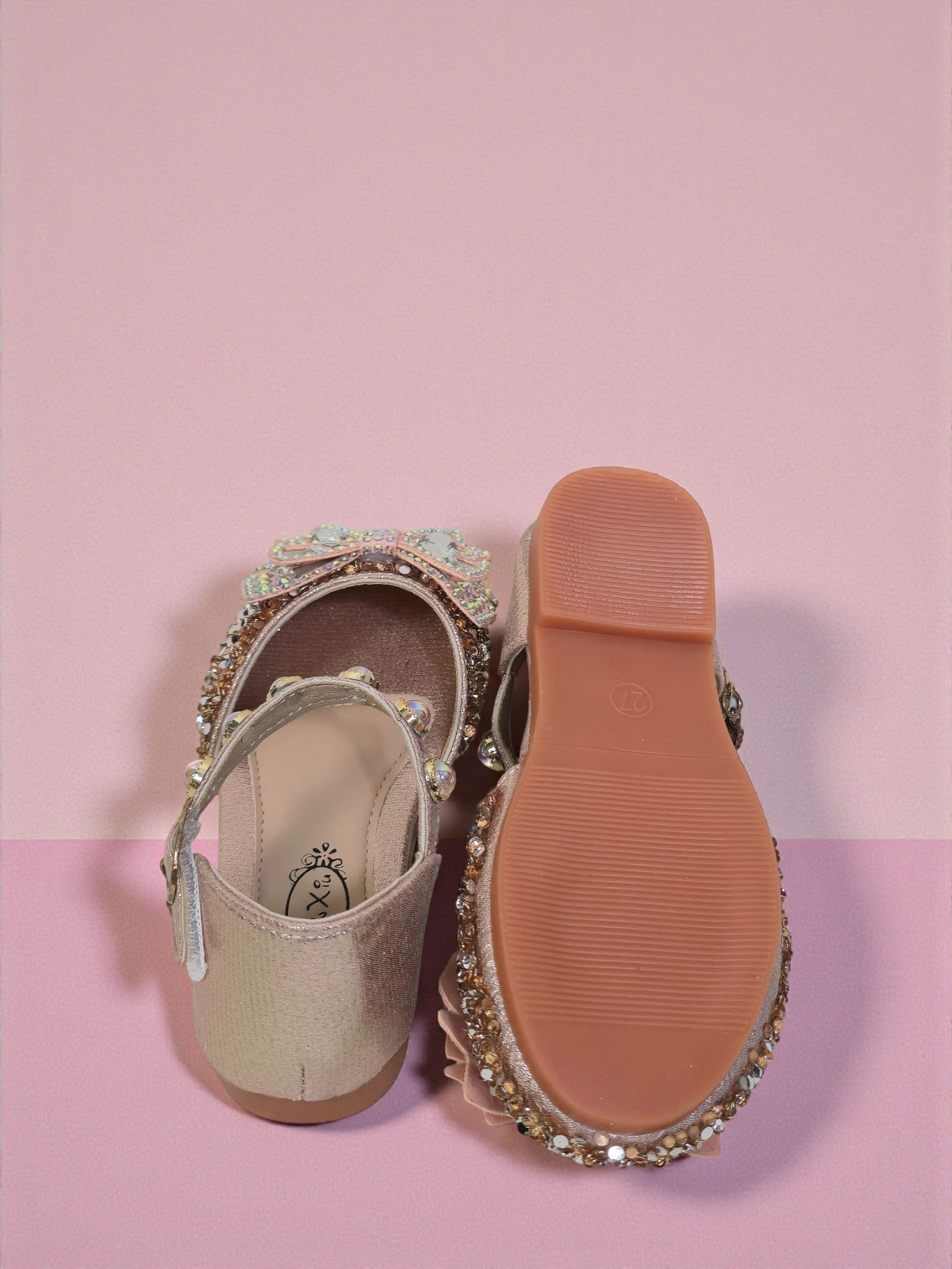 Girls Glitter Bow Party Shoes