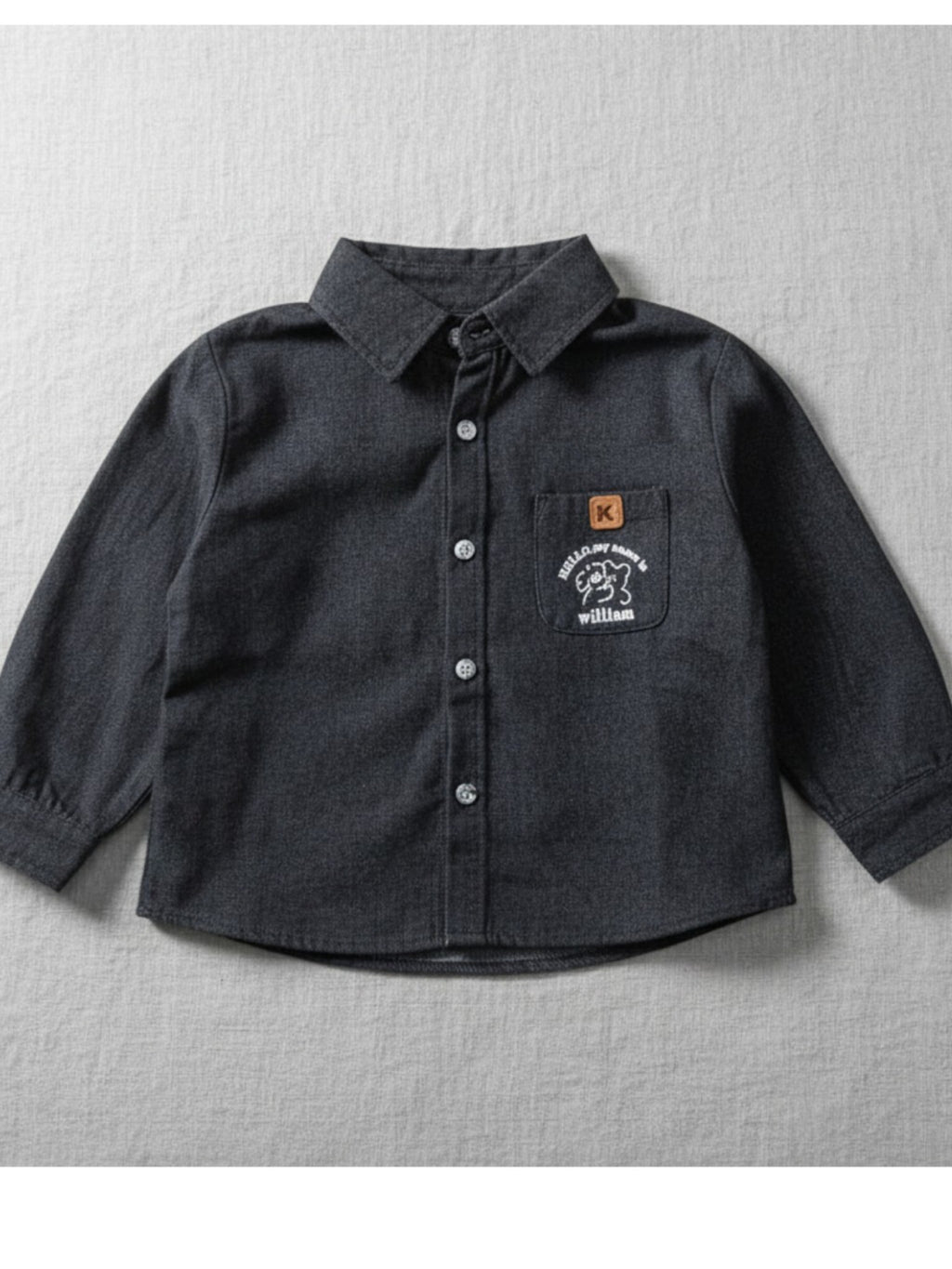 Black Denim Look Button-Up Shirt