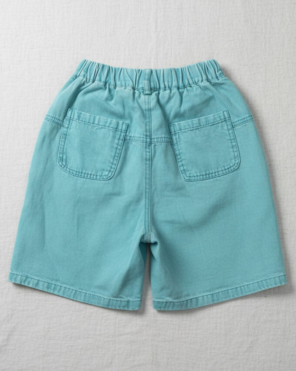 Turquoise Twill Casual Shorts