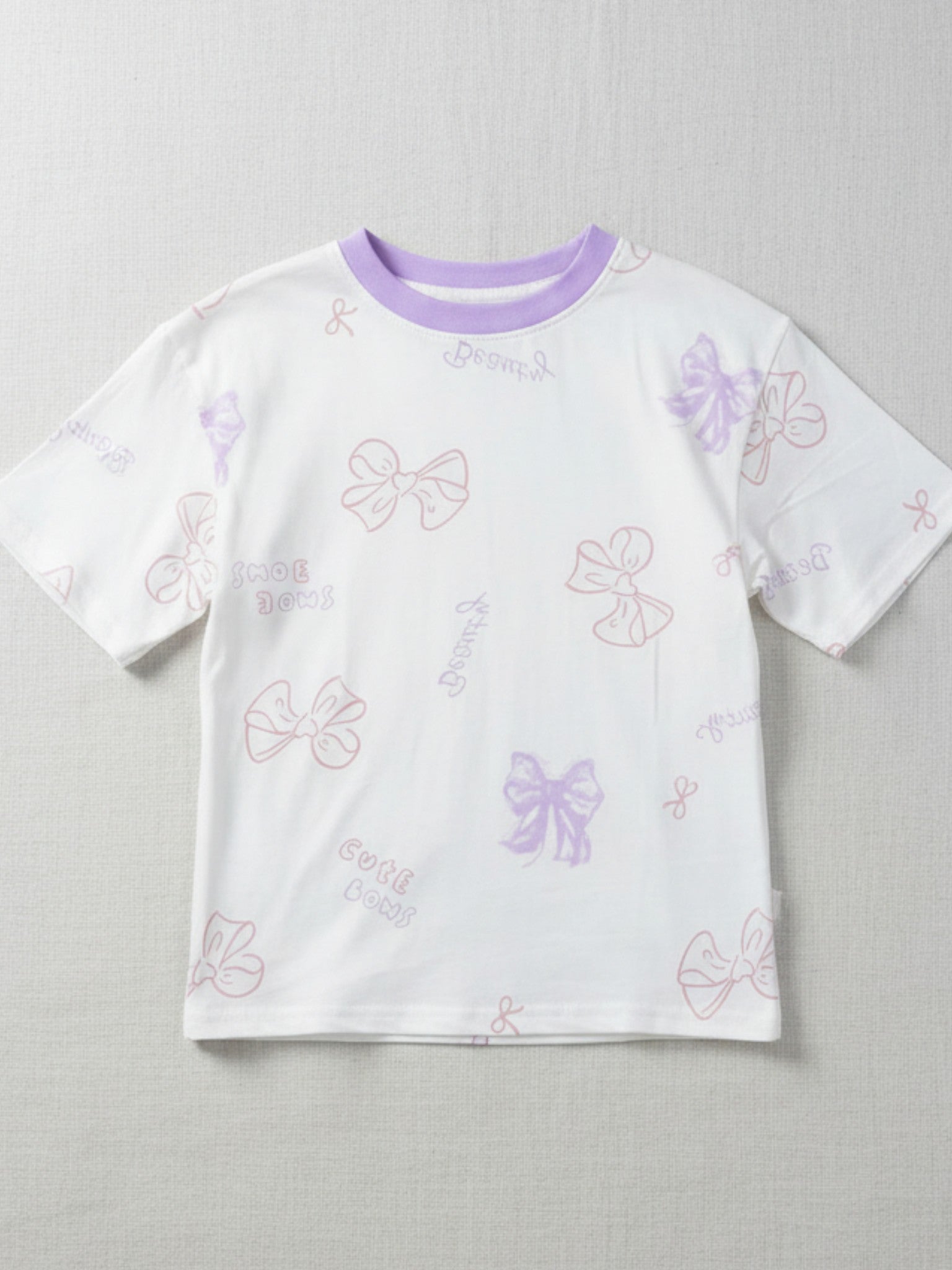 girls pastel bow tie Tee pink and purple soft cotton australia affordable